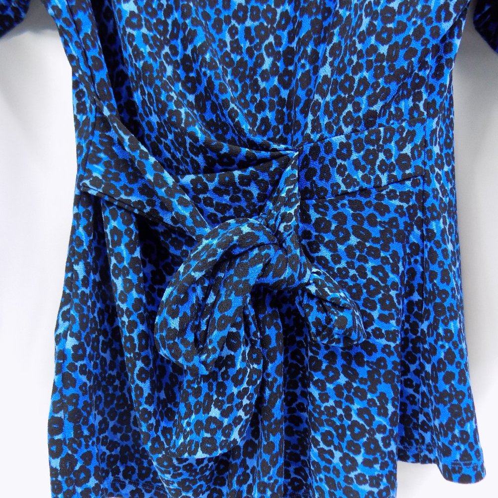Ann Taylor Blue Leopard Print 3/4 Sleeve Blouse Size Small - Picture 5 of 7